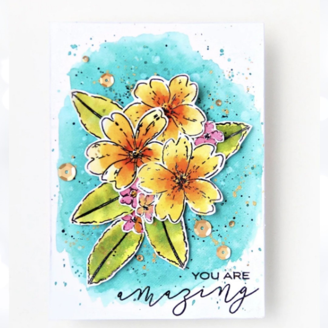 Altenew Build a Flower PRIMROSE Floral Flowers 6x8 Rubber Stamps Dies