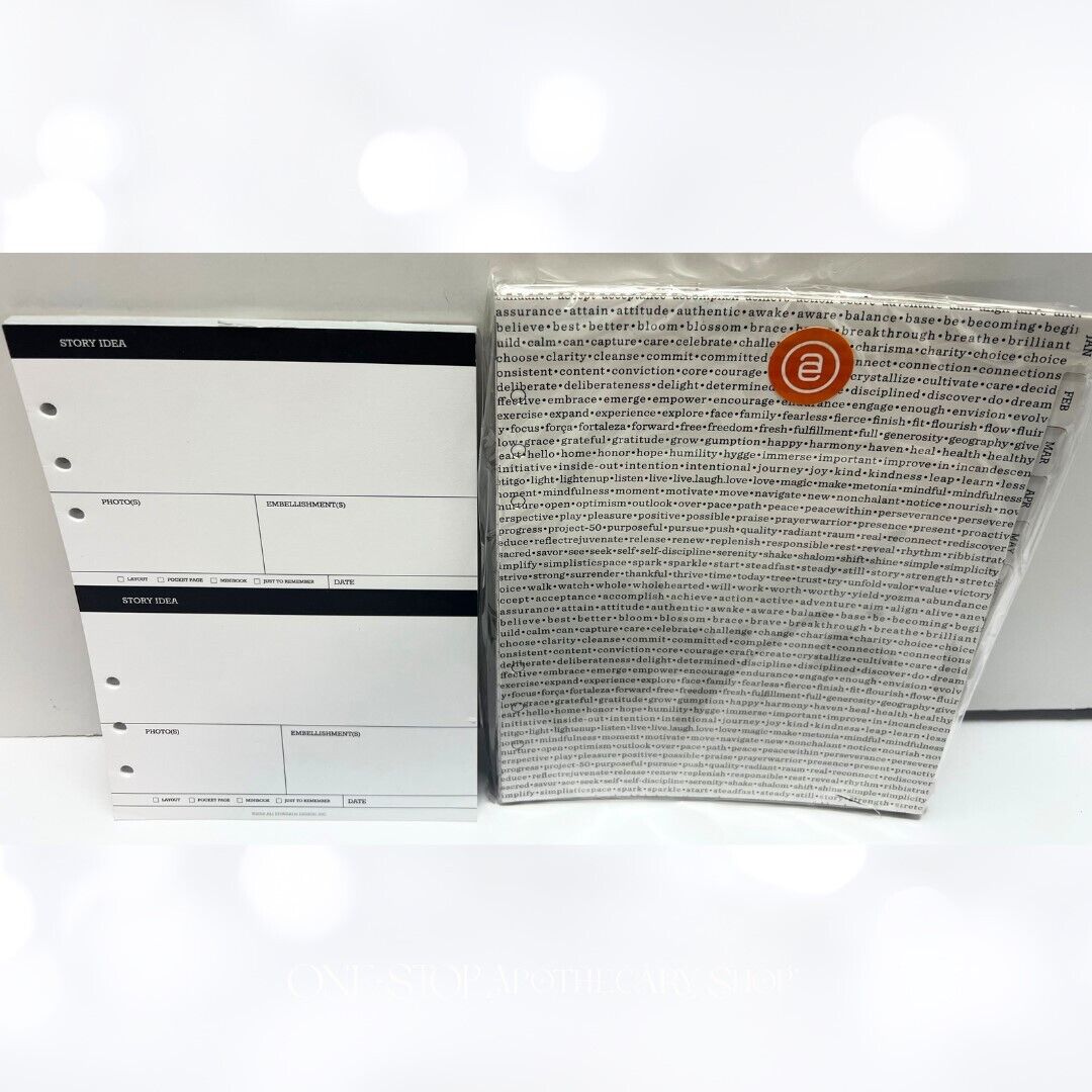 Ali Edwards STORY PLANNER Journal Refill Pages Lists Gray 7.5 x 9