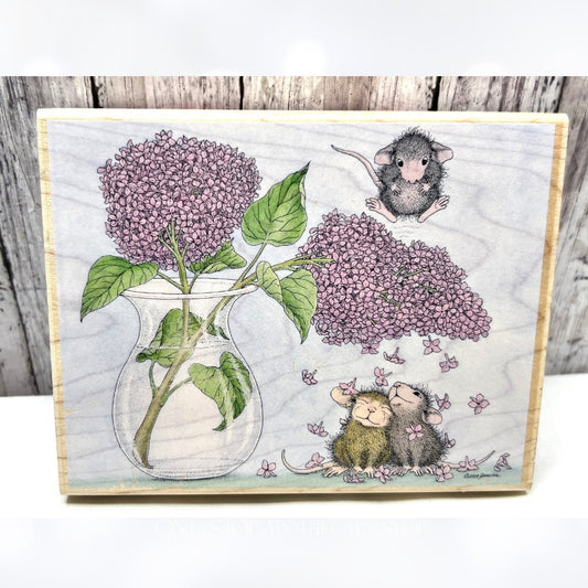 House Mouse FRAGRANT SHOWER Lilacs Flowers Mice Rubber Stamp