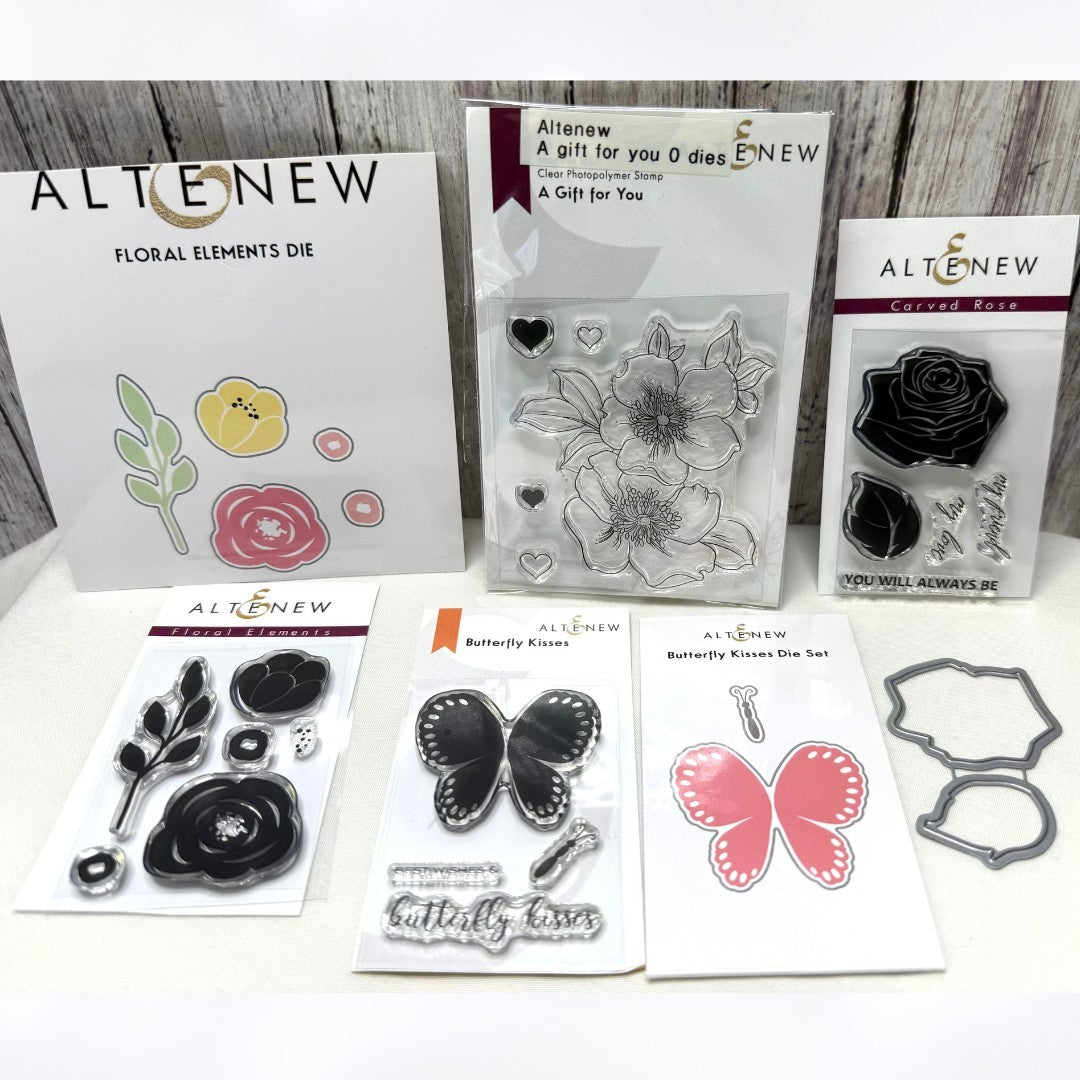 Altenew FLOWERS Butterfly Mini Rubber Stamps Dies Lot of 4