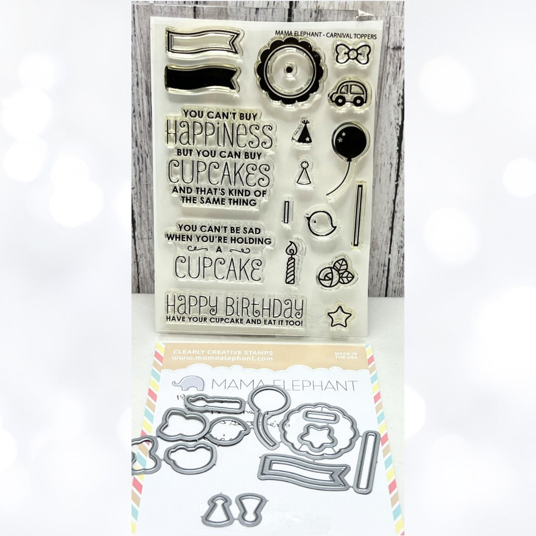 Mama Elephant CARNIVAL TOPPERS Birthday Cake Rubber Stamps Dies