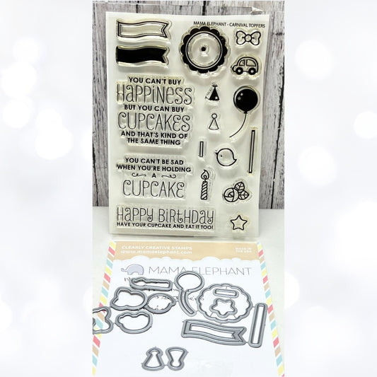 Mama Elephant CARNIVAL TOPPERS Birthday Cake Rubber Stamps Dies