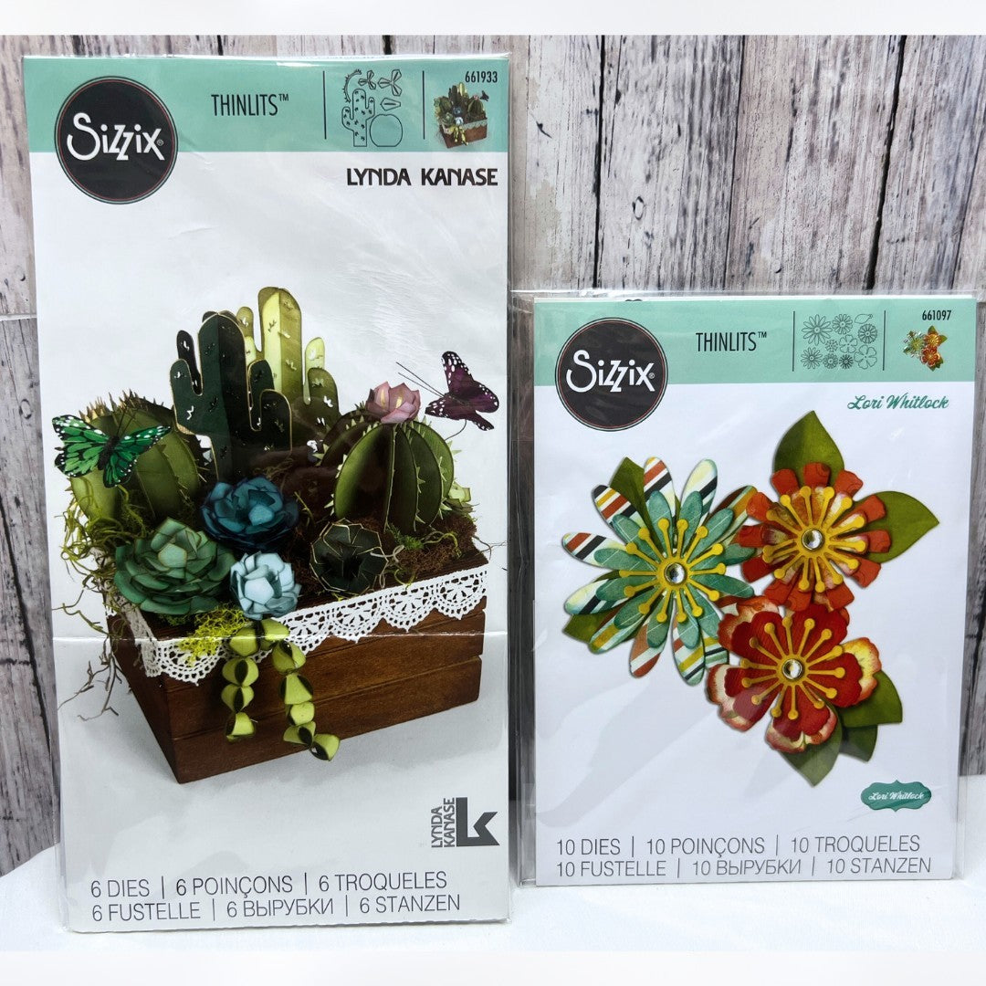 Sizzix SUCCULENTS 3D Mix & Match Flowers Floral Dies Thinlits Set of 2
