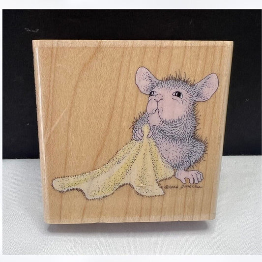 House Mouse MONICA WITH BLANKEY Baby Mice Rubber Stamp Rare