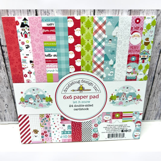 Doodlebug Designs LET IS SNOW Christmas Holiday 6x6 Cardstock Paper 24 Sheets