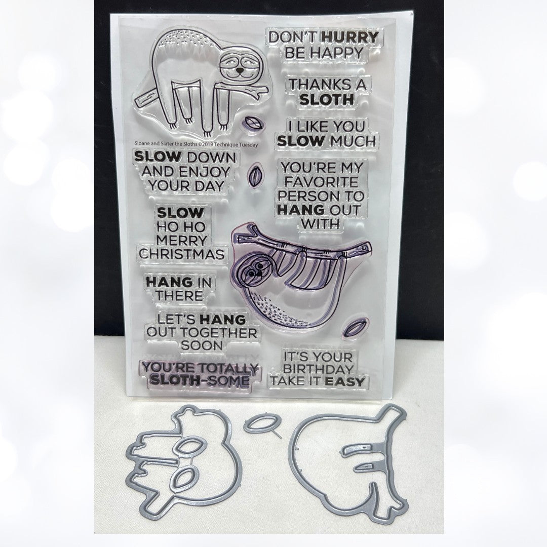 Technique Tuesday SLOANE & SLATER SLOTHS Animal Funny Rubber Stamps Dies