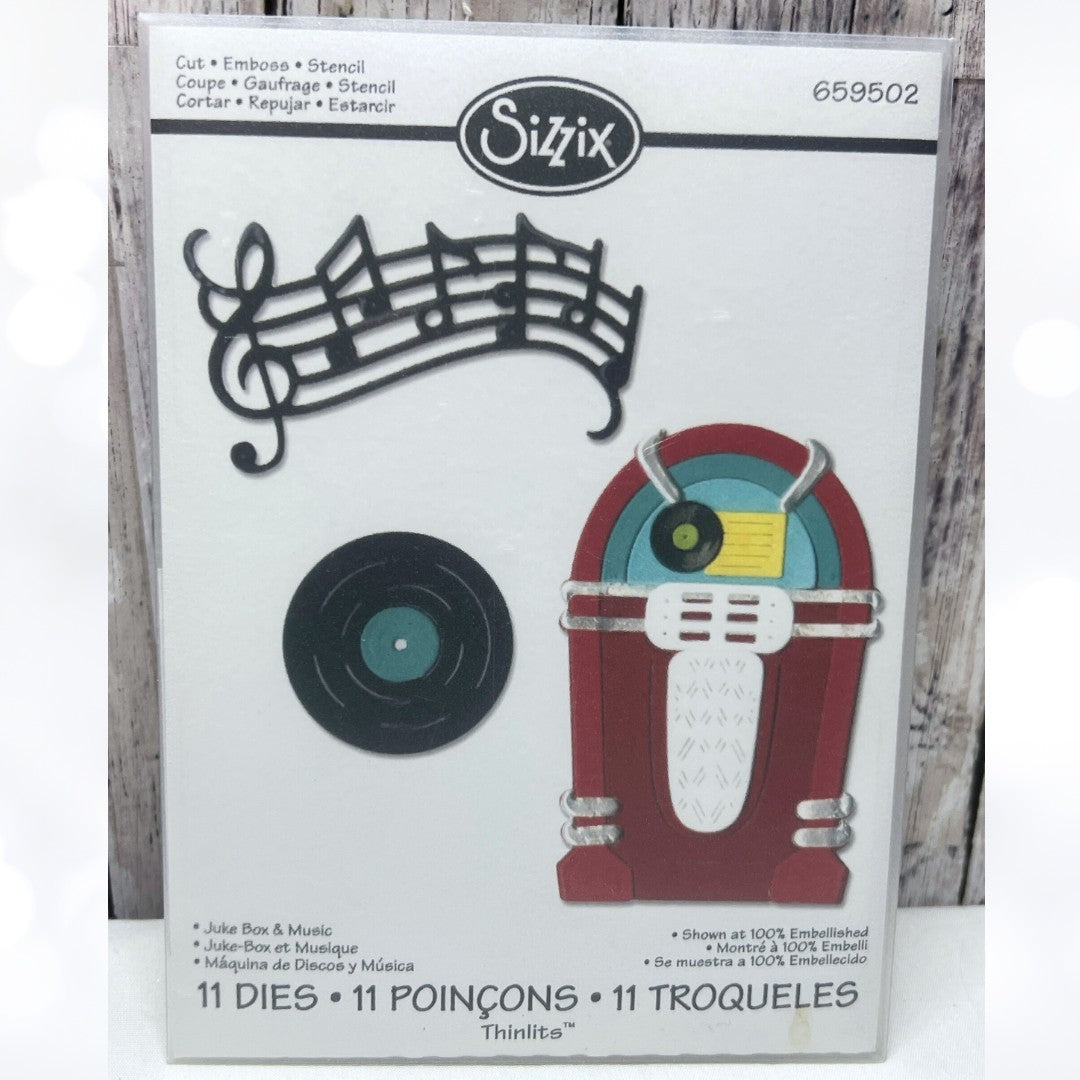 Sizzix JUKE BOX & MUSIC Vintage 50s 659502 Thnlits Dies Rare