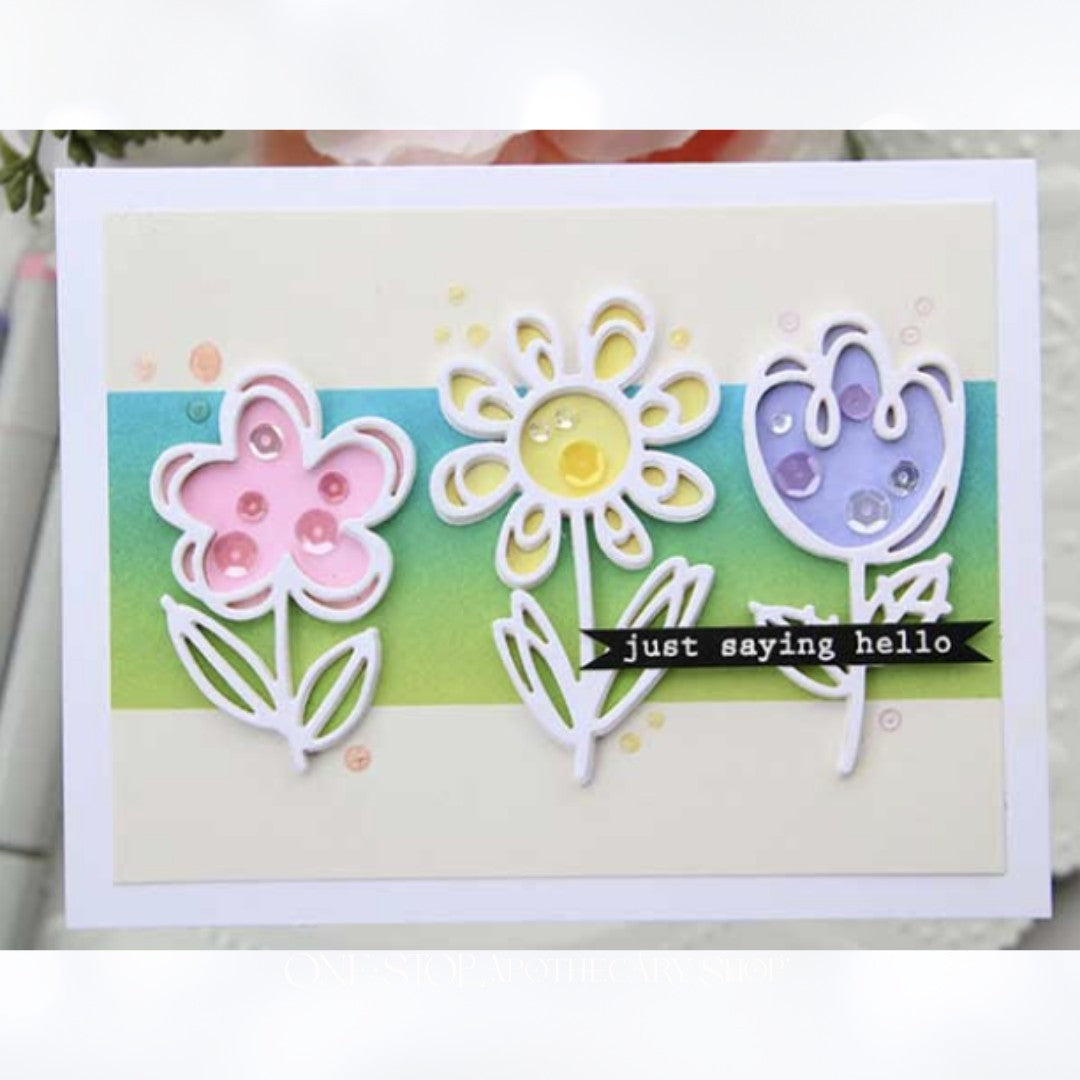 Spellbinders LADYBUG GARDEN Sketched Blooms Flowers Dies