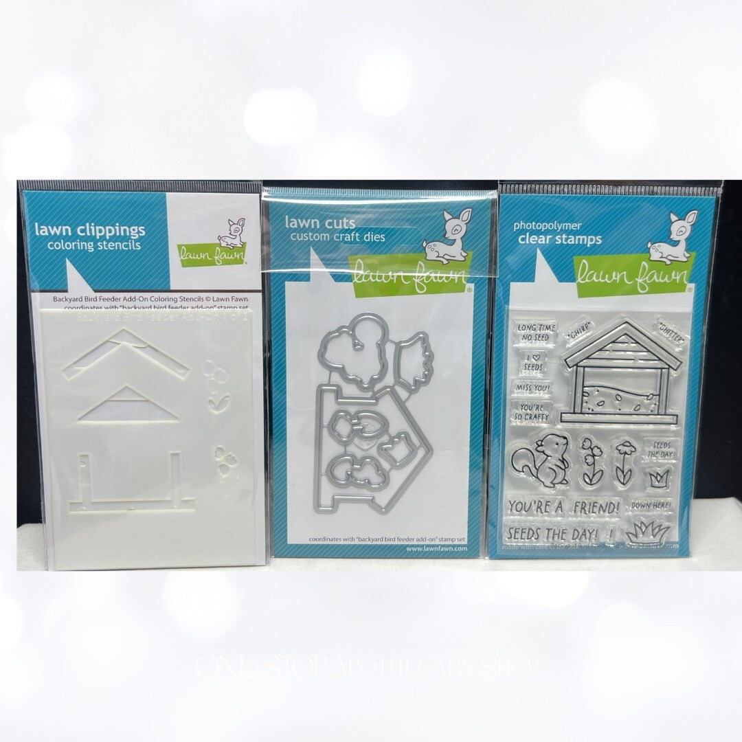 Lawn Fawn BACKYARD BIRD FEEDER Add-On Squirrel Rubber Stamps Dies Stencil