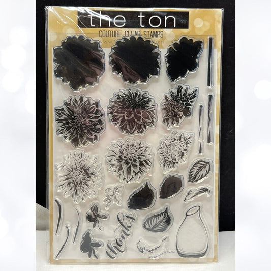 The Ton FRESH CUT DAHLIAS Flowers Floral 6x8 Rubber Stamps