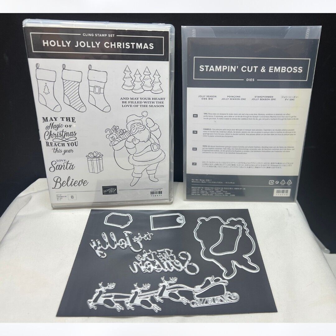 Stampin Up HOLLY JOLLY CHRISTMAS Santa Season Rubber Stamps Dies