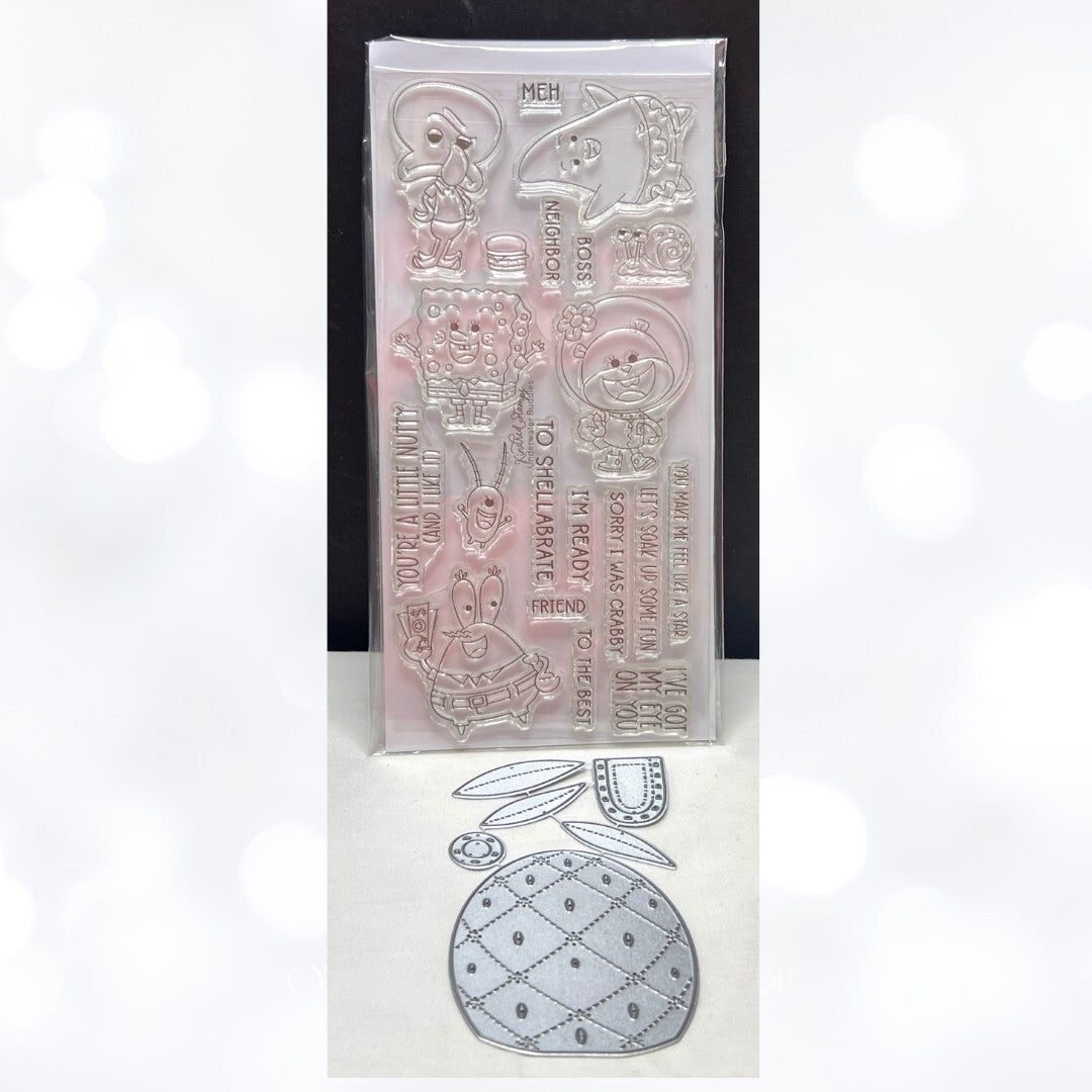 Kindred Stamps UNDERWATER BUDDIES Spongebob Pineapple Rubber Stamps Dies