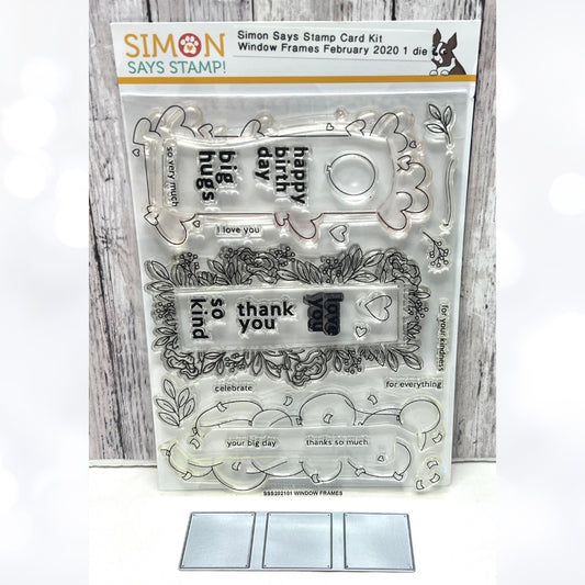 Simon Says Stamp WINDOW FRAMES Birthday 6x8 Rubber Stamps Die