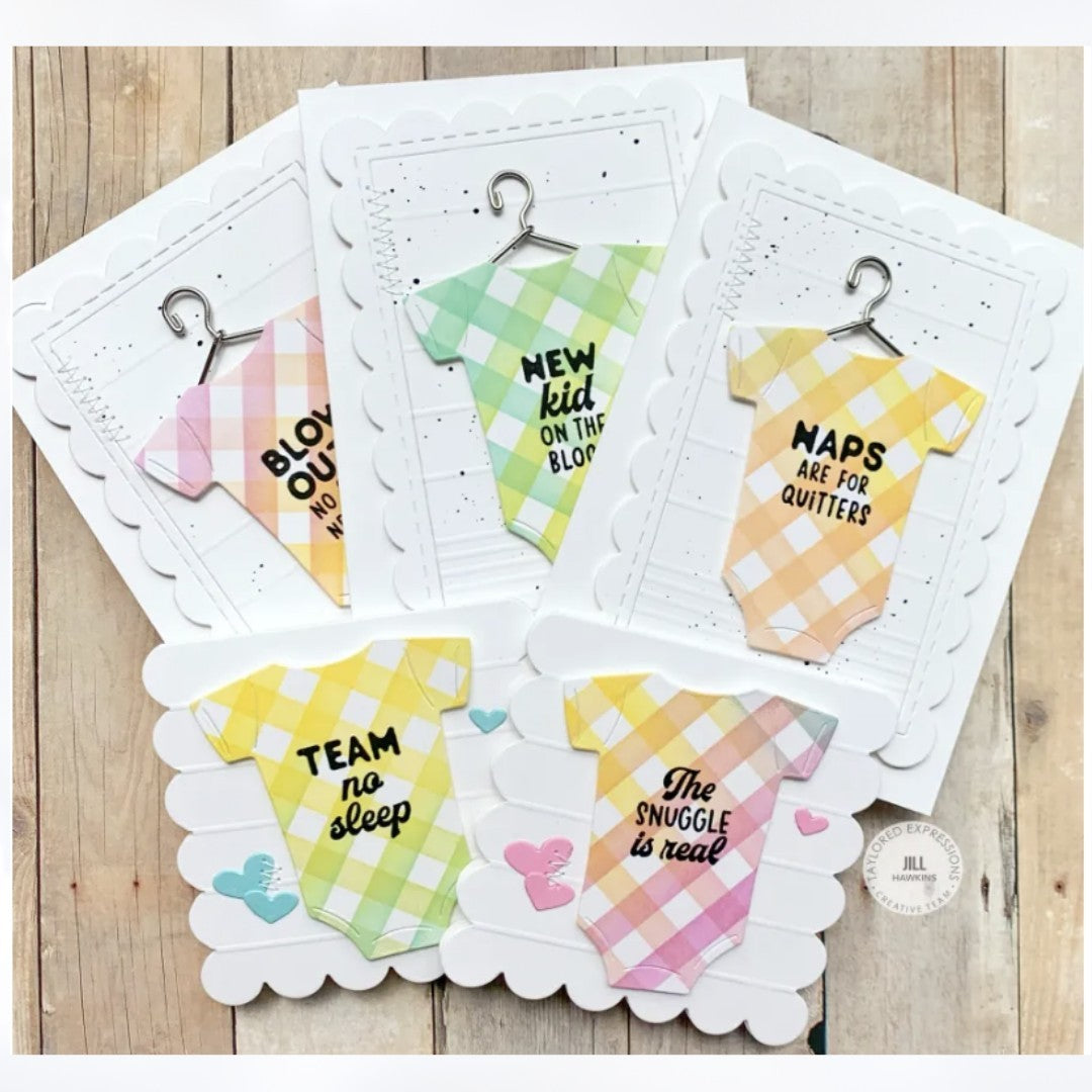 Taylored Expressions BABY FUNSIES Shower Boy Girl Rubber Stamps Dies