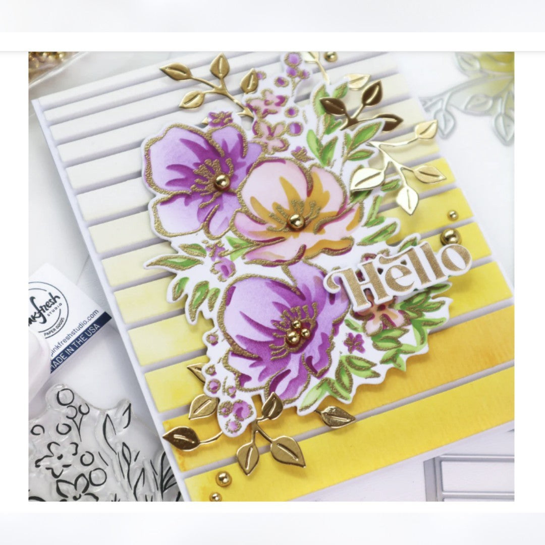 Pinkfresh Studio ANEMONE MAGIC Flowers Rubber Stamps Dies Stencils