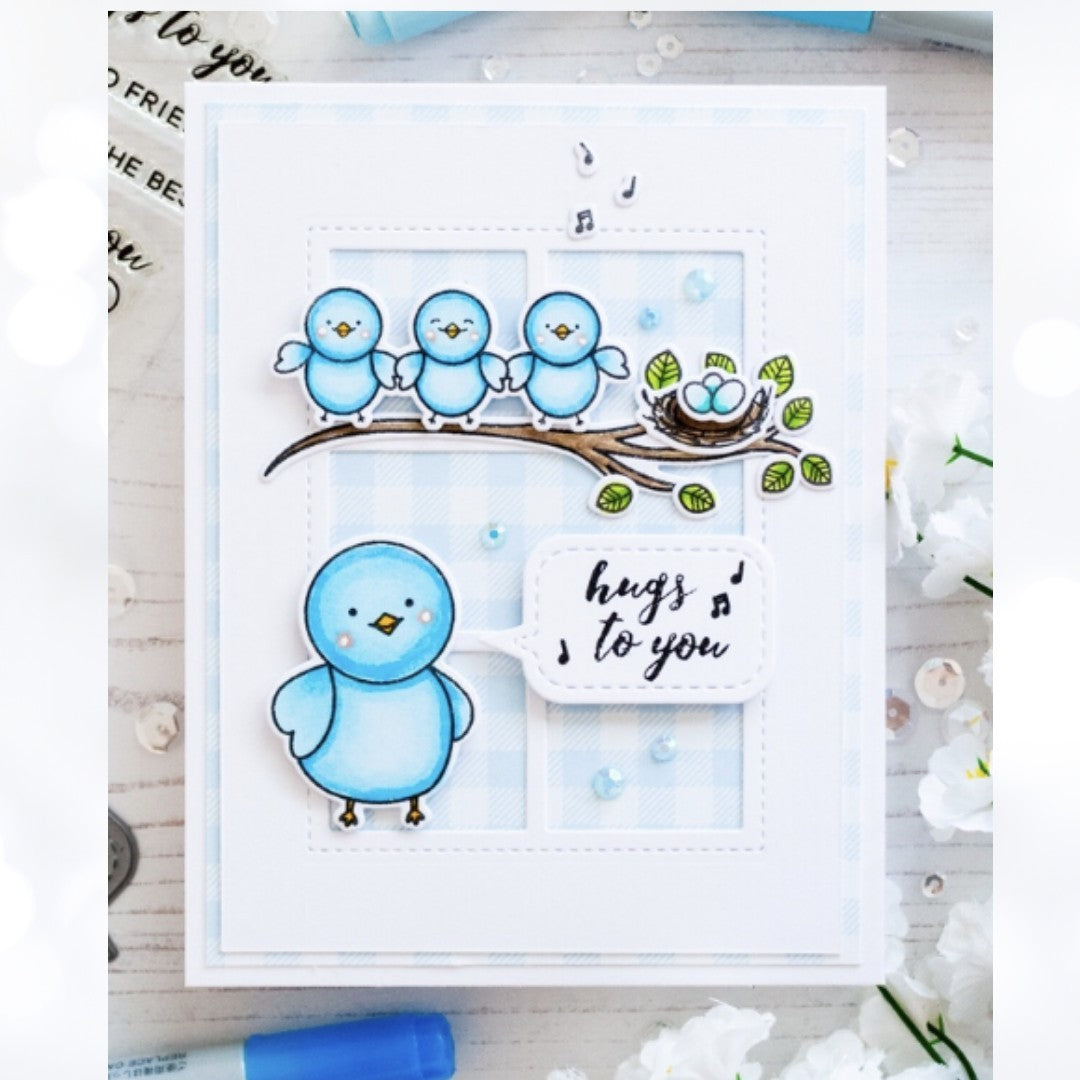 Pretty Pink Posh BIRDIE FRIENDS Birds Rubber Stamps Dies