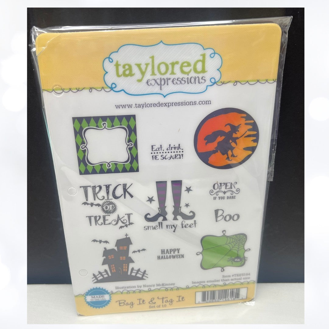 Taylored Expressions BAG IT & TAG IT Halloween Witch Rubber Stamps