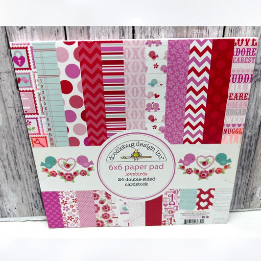 Doodlebug LOVEBIRDS Birds Love Valentines Day 6x6 Cardstock Paper Pack Rare