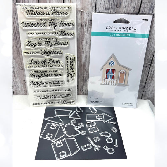 Spellbinders My Favorite Things NO PLACE LIKE HOME Moving Rubber Stamps Dies