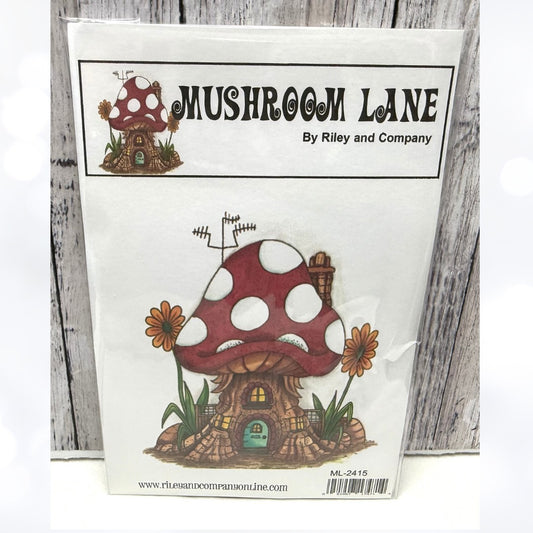 Riley and Company MUSHROOM HOUSE Gnomes Fairy Rubber Stamp Rare