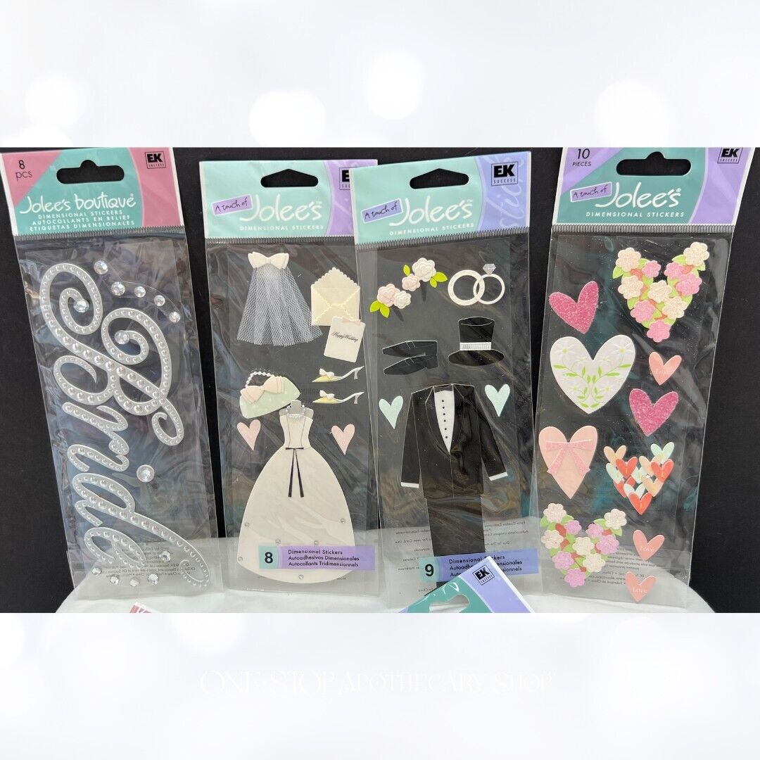 Jolees Boutique WEDDING Bride Groom Scrapbook Craft Stickers Lot of 15