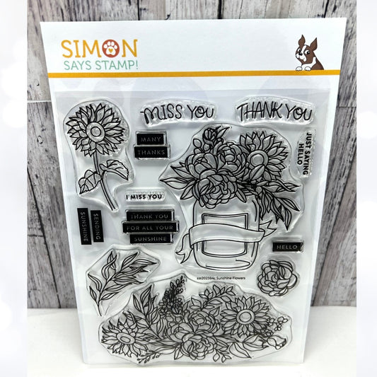 Simon Says Stamp SUNSHINE FLOWERS Floral 6x8 Rubber Stamps