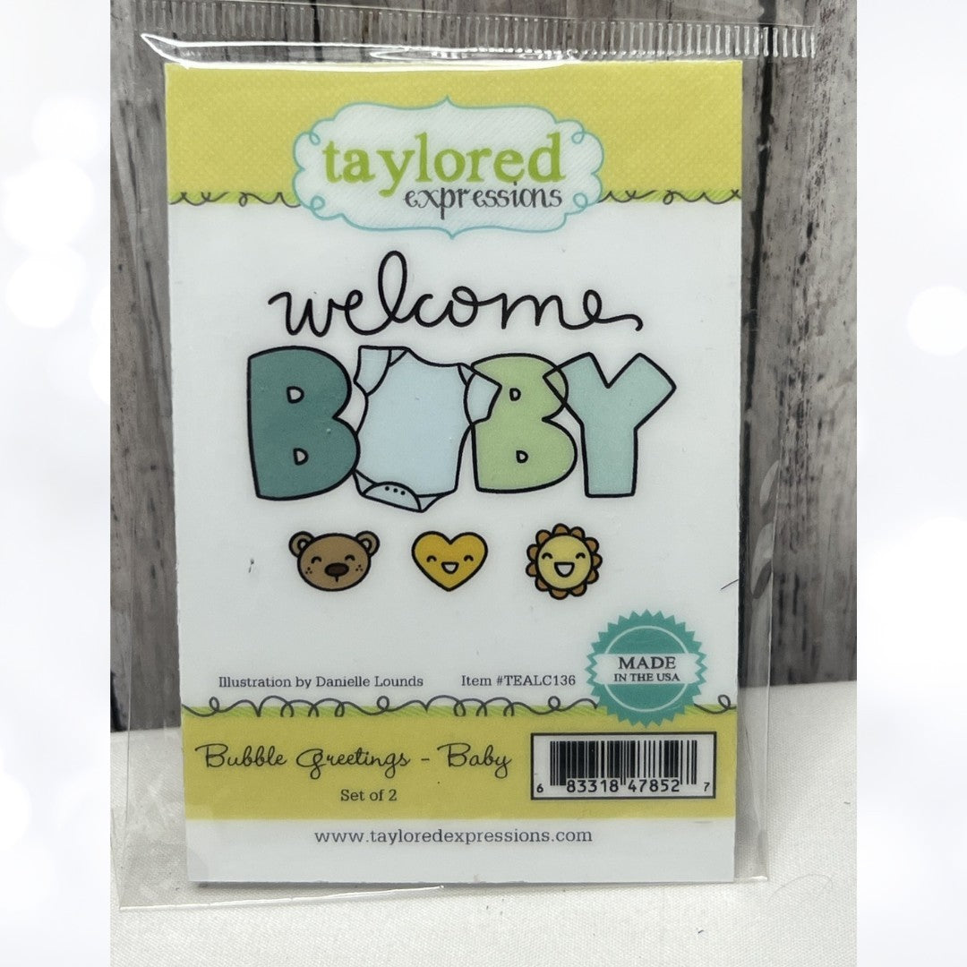 Taylored Expressions BUBBLE GREETINGS BABY Shower Boy Girl Rubber Stamps