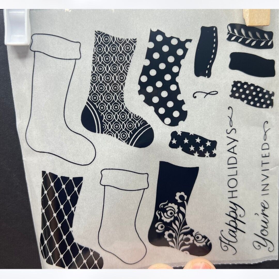 Papertrey Ink CHRISTMAS STOCKING PRINTS Holiday Rubber Stamps