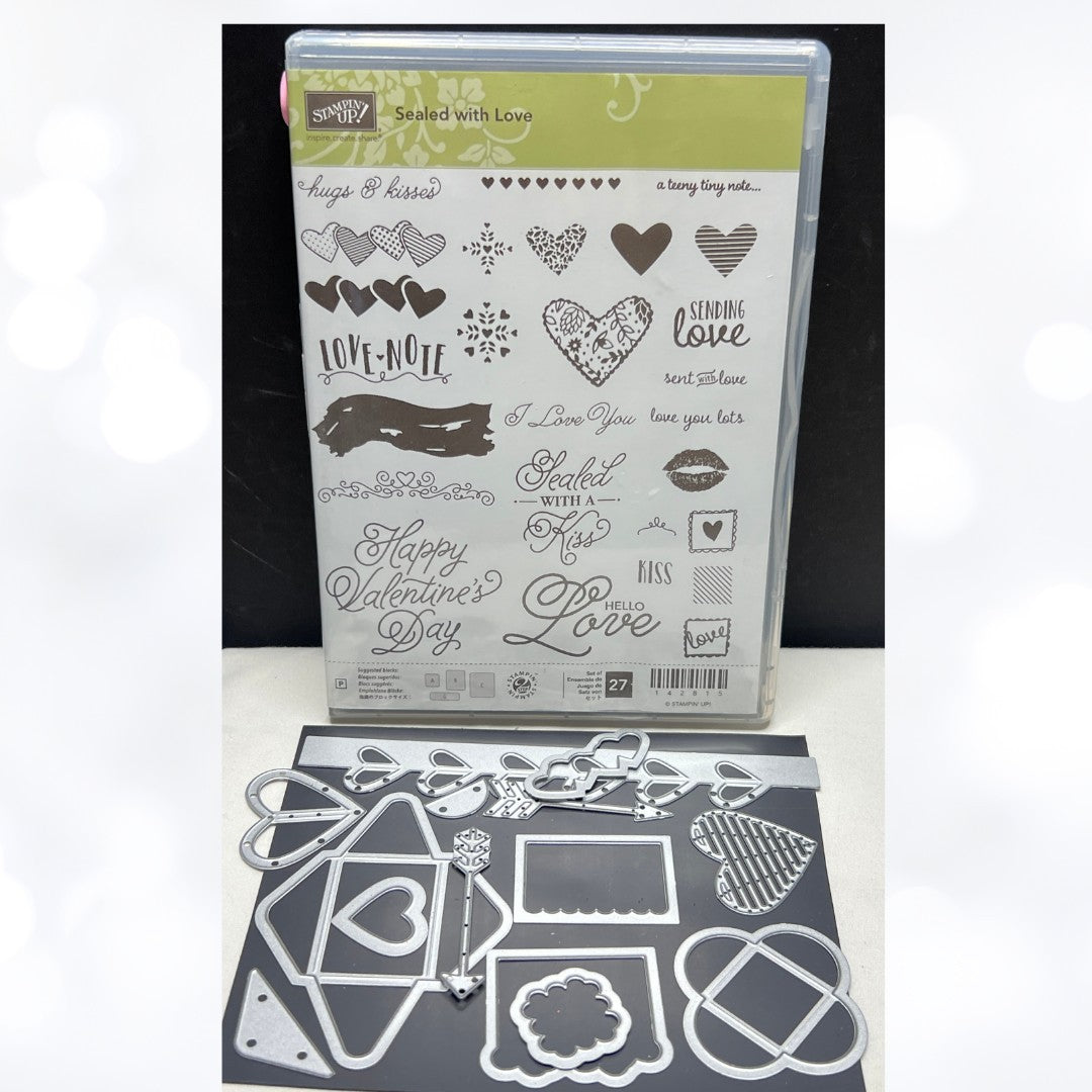 Stampin Up SEALED WITH LOVE Valentines Day Hearts Love Notes Rubber Stamps Dies