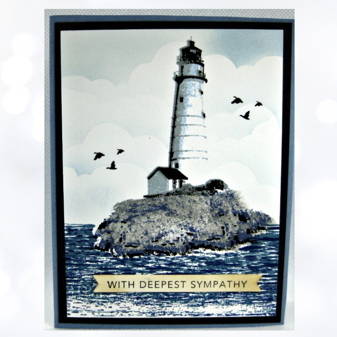 Kitchen Sink LIGHTHOUSE Sympathy Fathers Day Sea 6x8 Layering Rubber Stamps