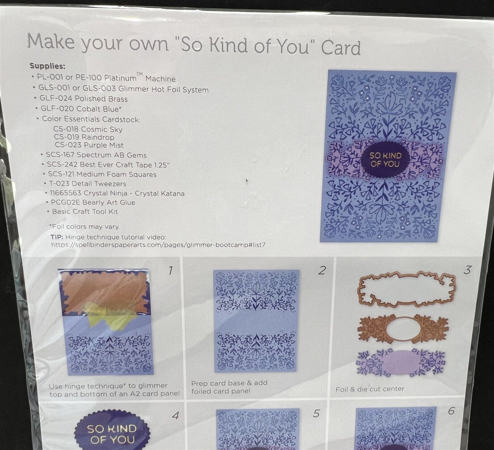Spellbinders GLIMMER OF THE MONTH Foil Foiling Plate So Kind of You March 2023