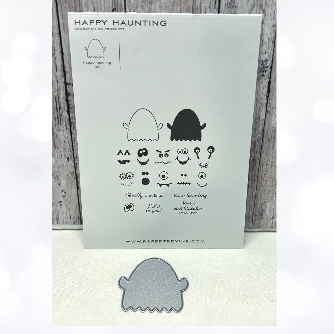 Papertrey Ink HAPPY HAUNTING Monster Ghost Halloween Rubber Stamps Die