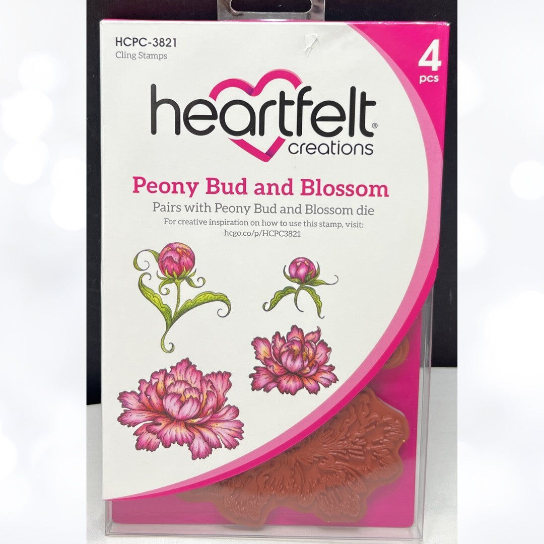 Heartfelt Creations PEONY BUD & BLOSSOM Flowers Peonies Rubber Stamps