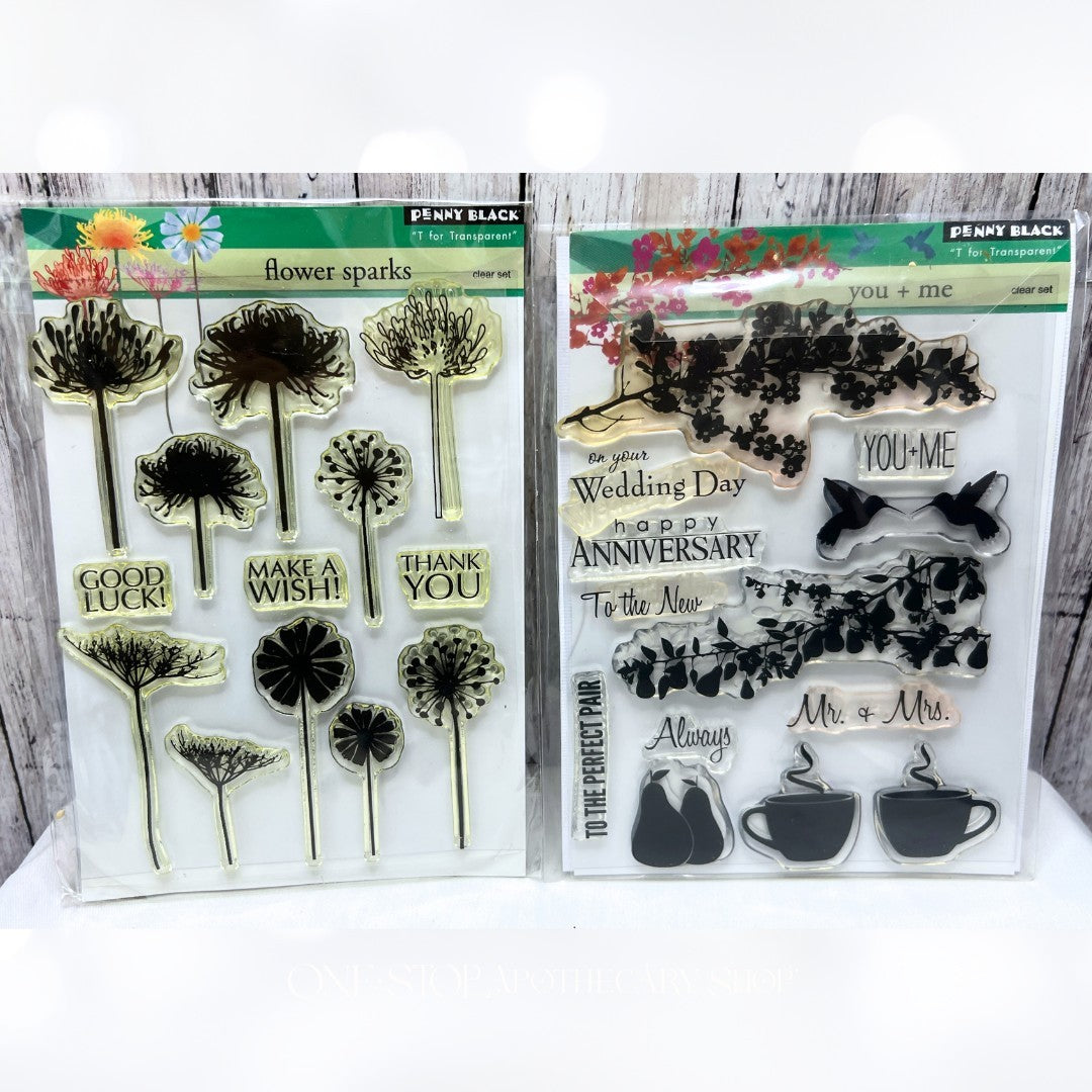 Penny Black YOU + ME Flower Sparks Anniversary Wedding Rubber Stamps