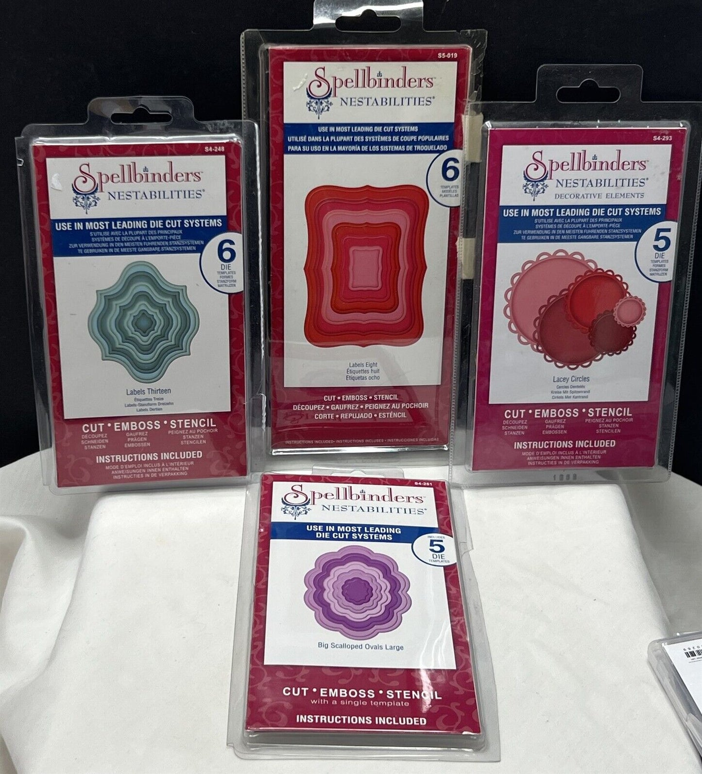 Spellbinders CIRCLES Ovals Labels Eight Thirteen Dies Lot of 4