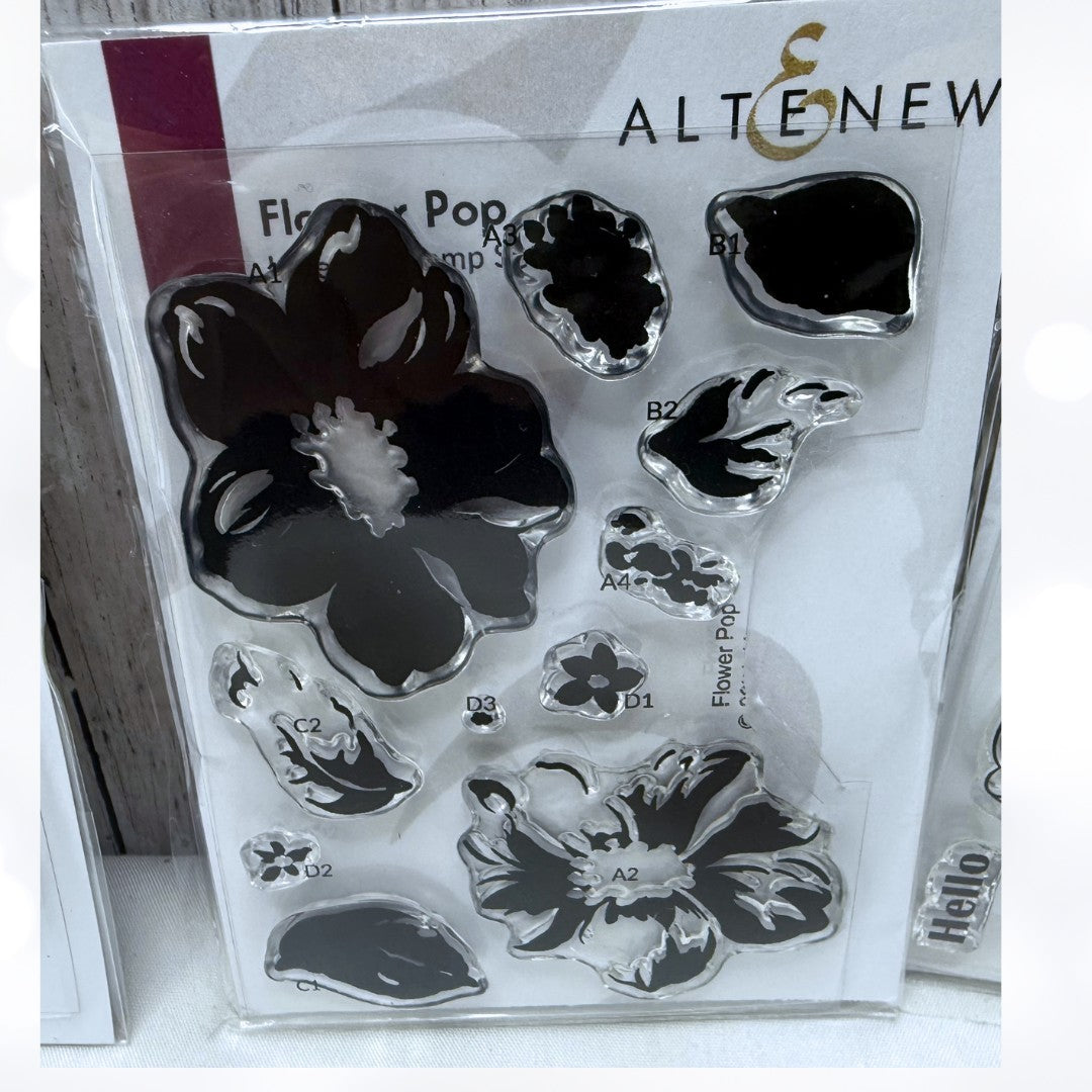 Altenew GIFT FLOWERS Floral Christmas Mini Rubber Stamps