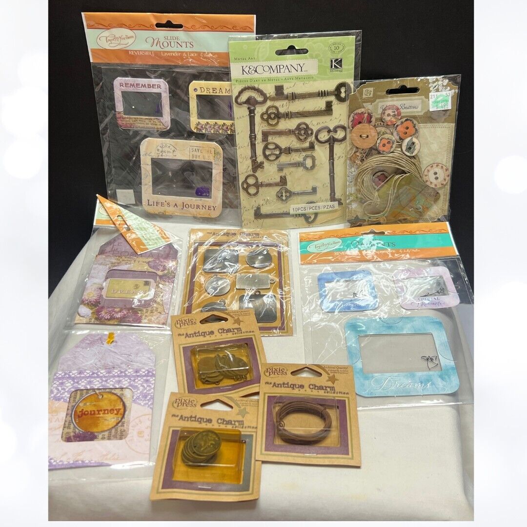 Nostalgics ART JOURNAL Mixed Media Embellishments Stickers Slides Lot of 15