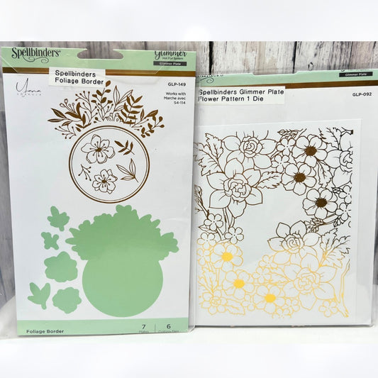 Spellbinders Glimmer FLOWER PATTERN Foliage Border Hot Foil Plates AS IS**