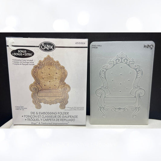 Sizzix FANCY CHAIR Throne 658964 Bigz Die & Embossing Folder Rare