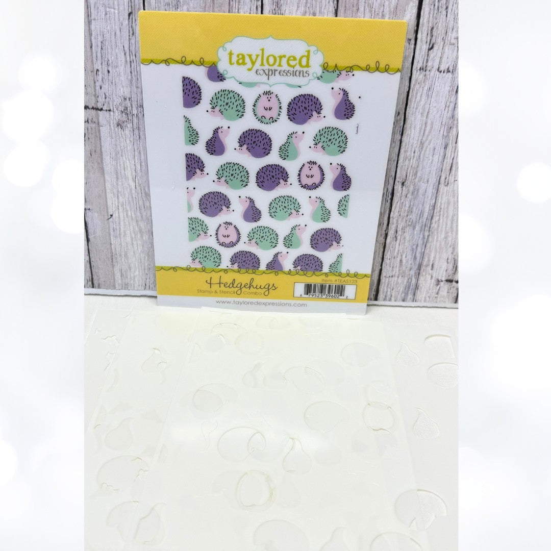 Taylored Expressions HEDGEHUGS Hedgehogs Background Stencils Rubber Stamp