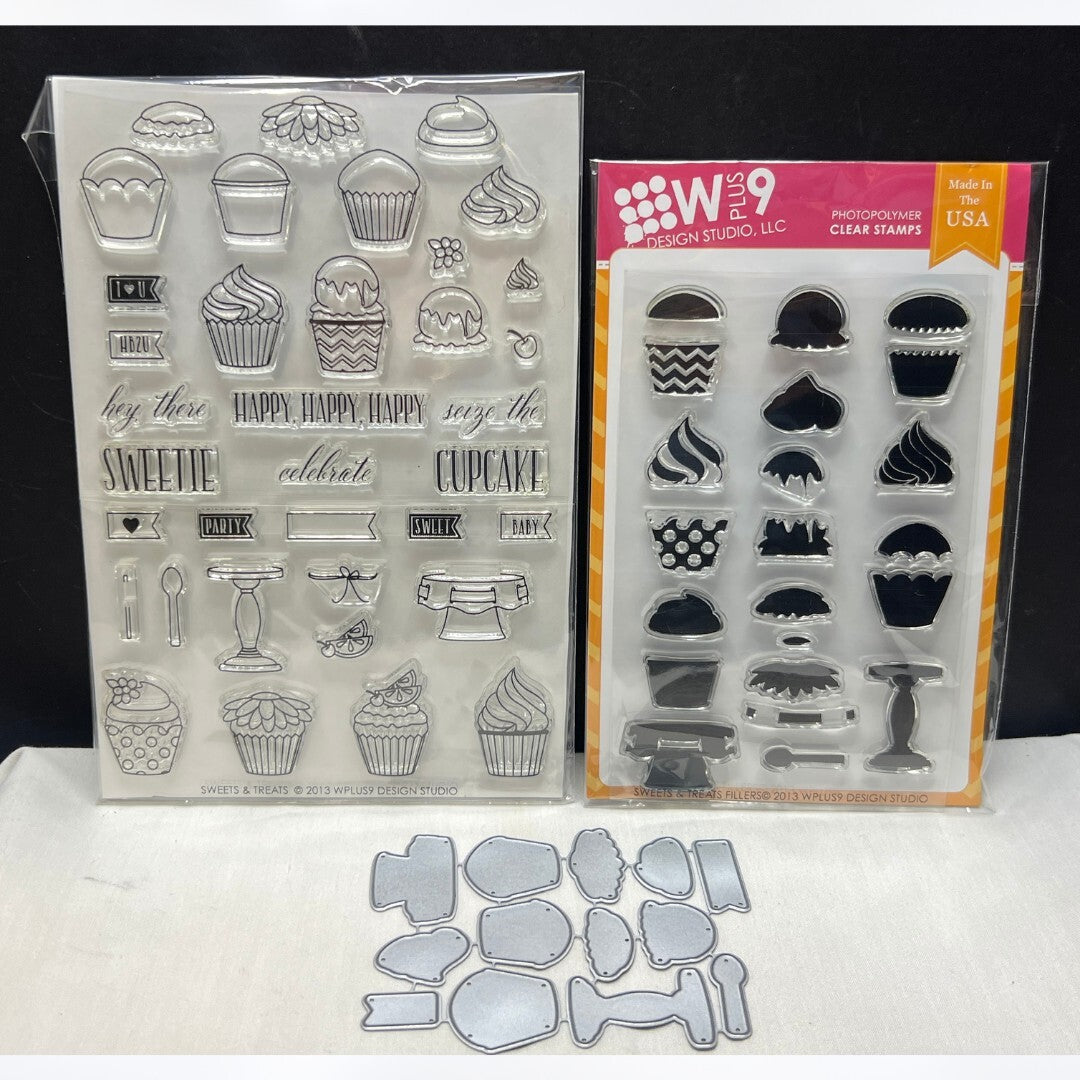 Wplus9 W Plus 9 SWEETS & TREATS Fillers Cake Birthday Rubber Stamps Dies