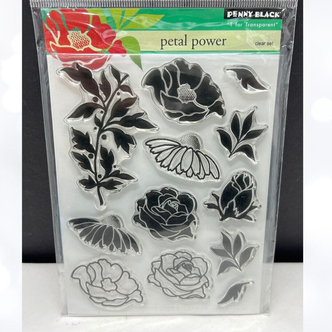 Penny Black PETAL POWER Flowers Cling Floral Rubber Stamps