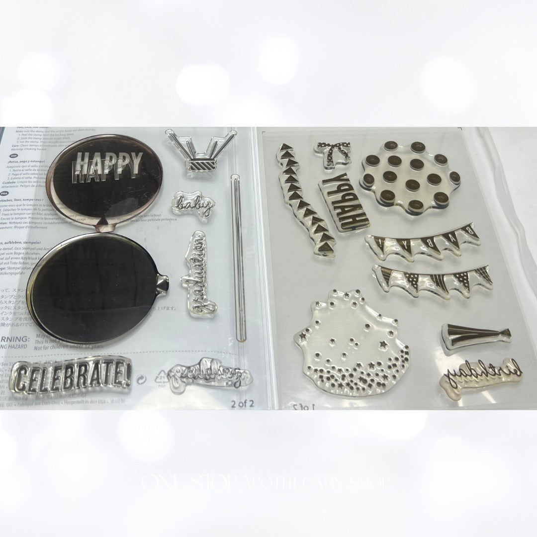 Stampin Up CELEBRATE TODAY Balloons Birthday Rubber Stamps Framelits Dies