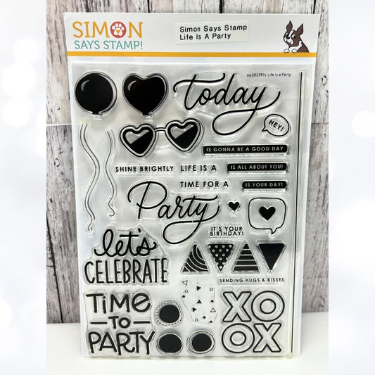 Simon Says Stamp LIFE IS A PARTY Birthday Balloons 6x8 Rubber Stamps