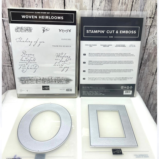 Stampin Up WOVEN HEIRLOOMS Frames Rubber Stamps Dies Embossing Folders