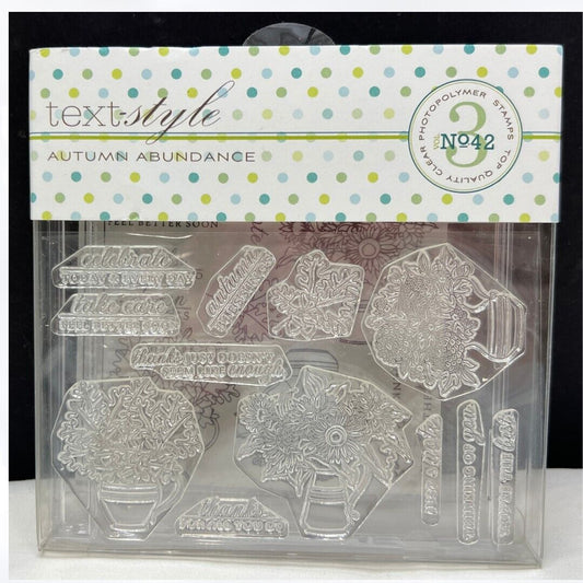 Papertrey Ink AUTUMN ABUNDANCE Fall Flowers Sunflowers Rubber Stamps