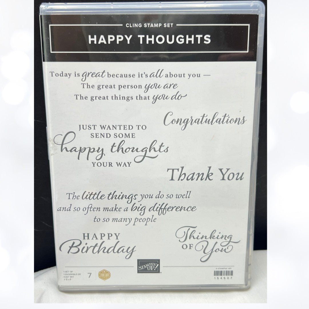 Stampin Up HAPPY THOUGHTS Sentiments Greetings Rubber Stamps