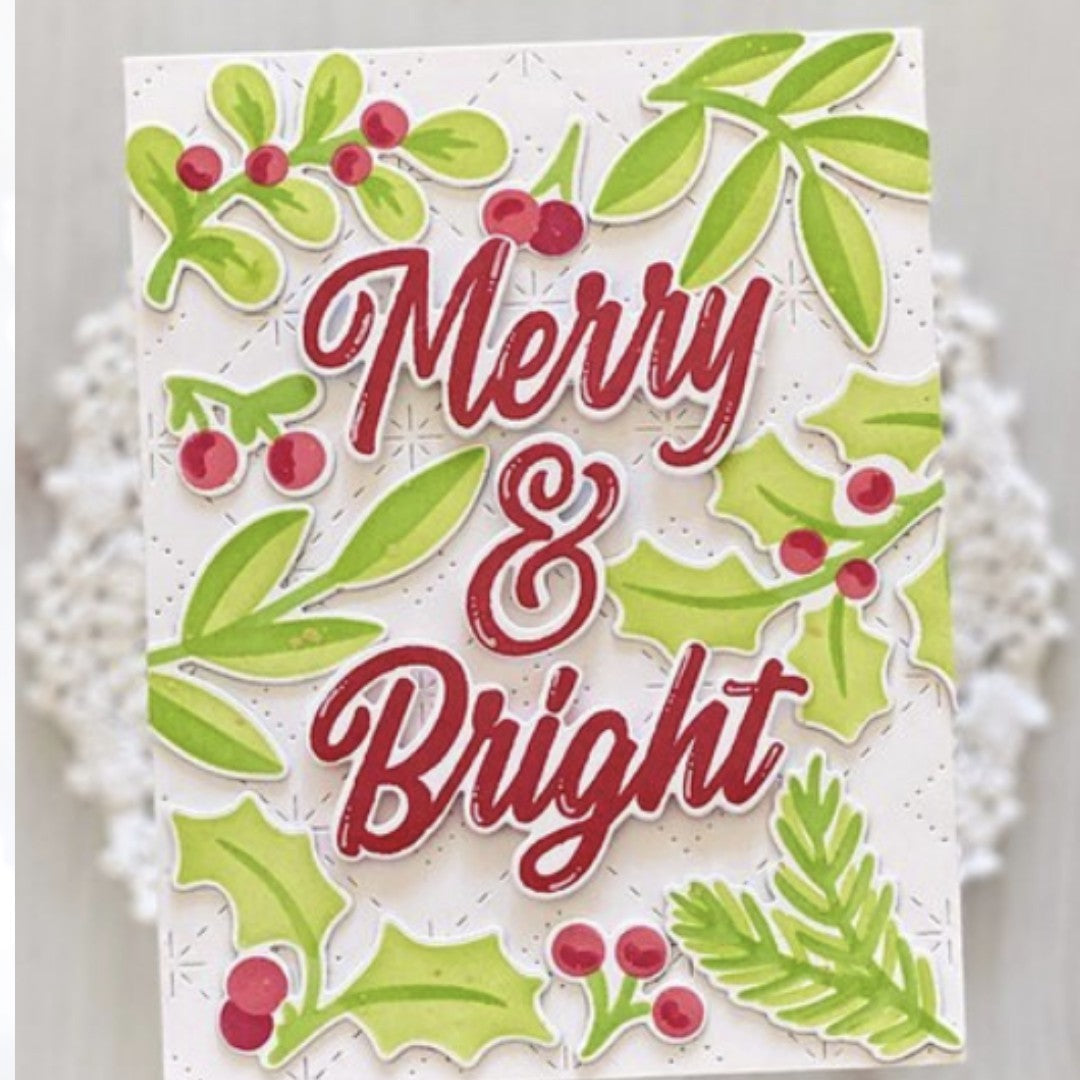 Pinkfresh Studio FRESH FESTIVE LEAVES Background Christmas Stencils Dies