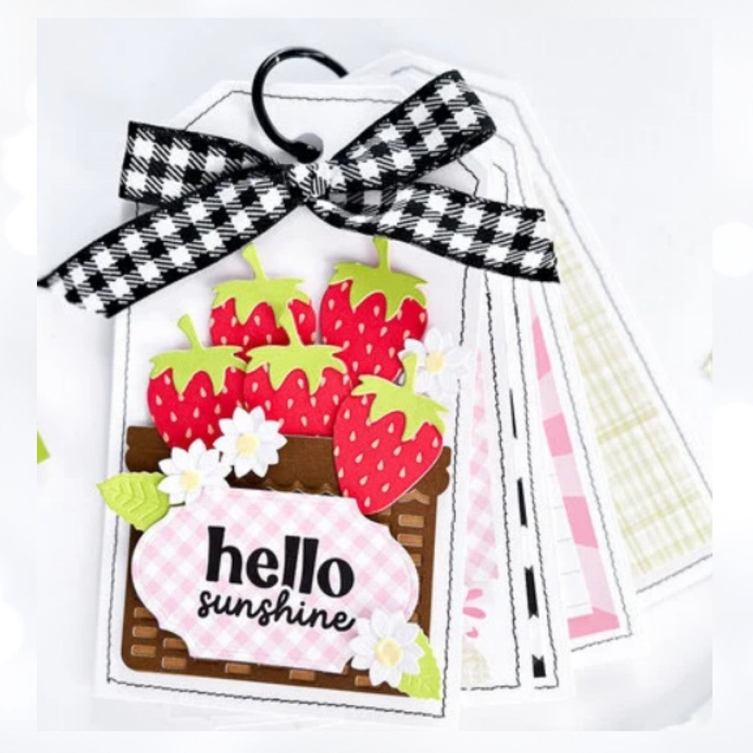 Scrapbook.com BERRY SWEET Strawberry Fruit Basket Rubber Stamps Dies