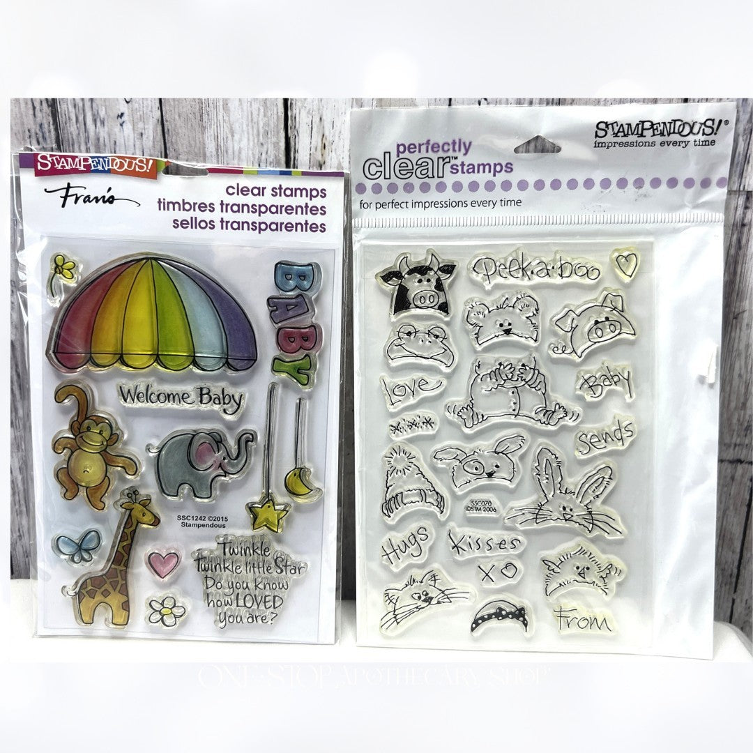 Stampendous PEEK A BOO BABY Animal Mobile Shower Boy Girl Rubber Stamps